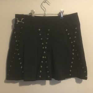Pleated Mini Skirt with Metal Detail